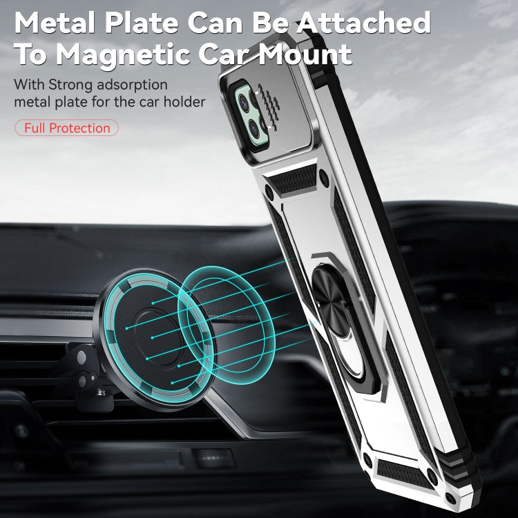 For Samsung Galaxy A22 5G Sliding Camshield Holder Phone Case(Silver)