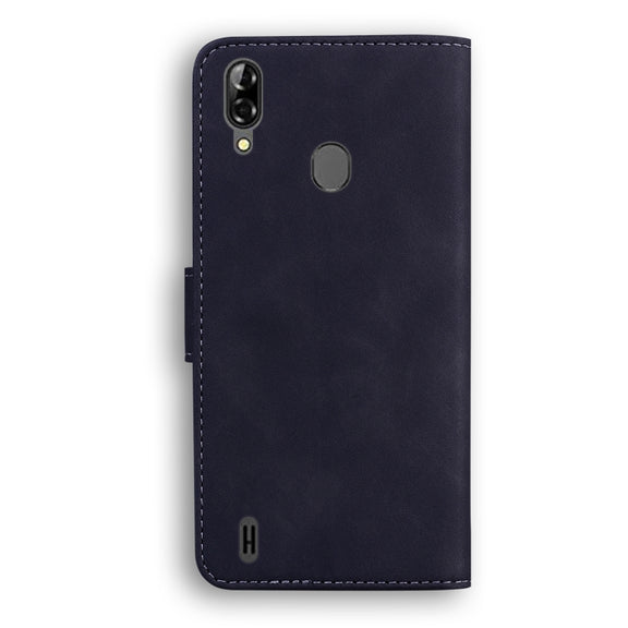 For Blackview A60 Pro Skin Feel Pure Color Flip Leather Phone Case(Black)