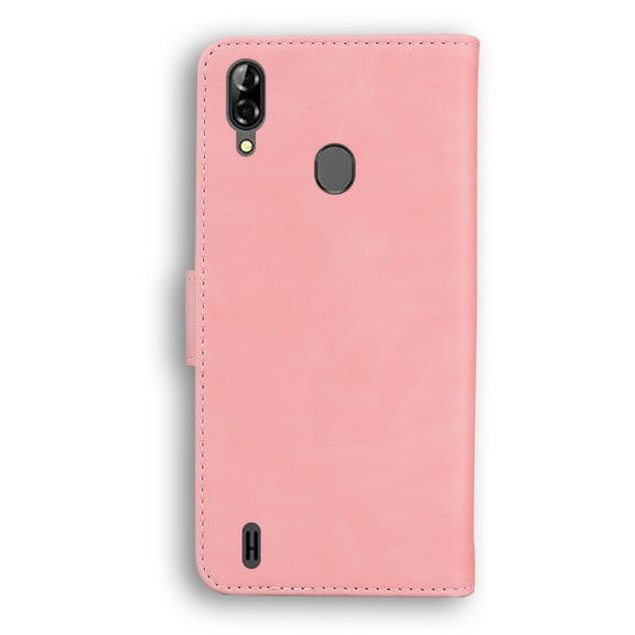 For Blackview A60 Pro Skin Feel Pure Color Flip Leather Phone Case(Pink)