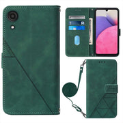 For Samsung Galaxy A03 Core Crossbody 3D Embossed Flip Leather Phone Case(Dark Green)