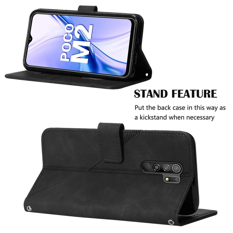 For Xiaomi Redmi 9 / 9 Power / Poco M2 Crossbody 3D Embossed Flip Leather Phone Case(Black)