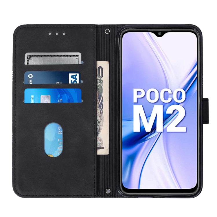 For Xiaomi Redmi 9 / 9 Power / Poco M2 Crossbody 3D Embossed Flip Leather Phone Case(Black)
