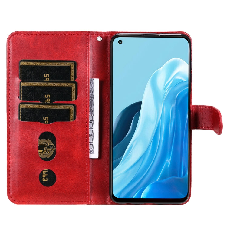 For OPPO Reno7 5G / Find X5 Lite International Version Fashion Calf Texture Zipper Horizontal Flip Leather Case(Red)