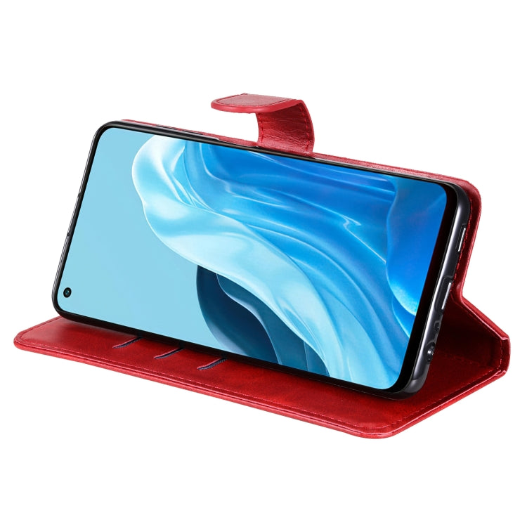 For OPPO Reno7 5G / Find X5 Lite International Version Fashion Calf Texture Zipper Horizontal Flip Leather Case(Red)