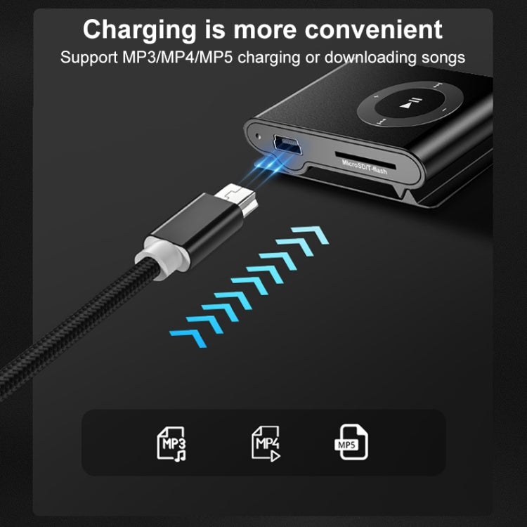 5 PCS Mini USB to USB A Woven Data / Charge Cable for MP3, Camera, Car DVR, Length:2m(Gold)