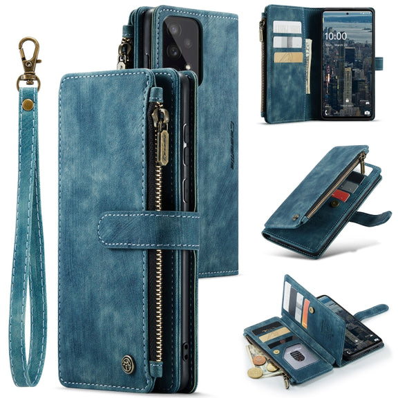 For Samsung Galaxy A53 5G CaseMe C30 Multifunctional Phone Leather Case with Holder & Card Slot & Wallet(Blue)