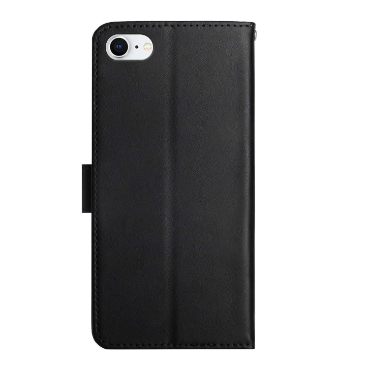 For iPhone SE 2022 / SE 2020 / 8 / 7 Genuine Leather Fingerprint-proof Horizontal Flip Phone Case(Black)
