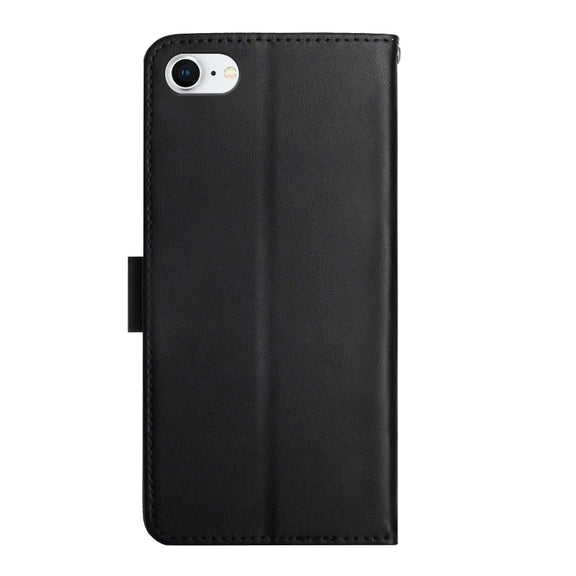 For iPhone SE 2022 / SE 2020 / 8 / 7 Genuine Leather Fingerprint-proof Horizontal Flip Phone Case(Black)