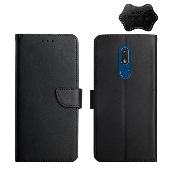 For Nokia C3 Genuine Leather Fingerprint-proof Horizontal Flip Phone Case(Black)