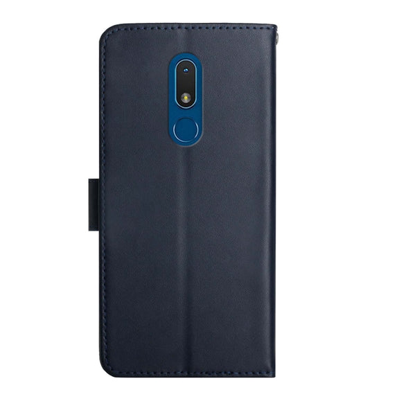 For Nokia C3 Genuine Leather Fingerprint-proof Horizontal Flip Phone Case(Blue)