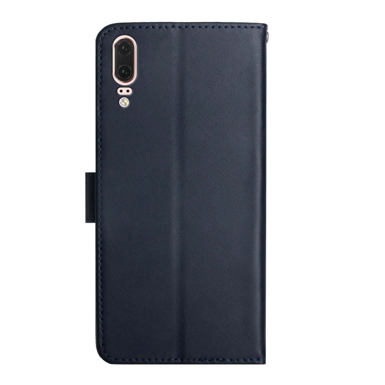 For Huawei P20 Genuine Leather Fingerprint-proof Horizontal Flip Phone Case(Blue)