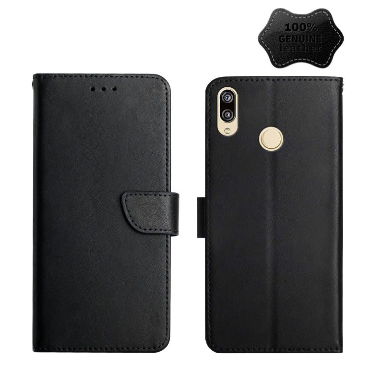 For Huawei P20 Lite Genuine Leather Fingerprint-proof Horizontal Flip Phone Case(Black)