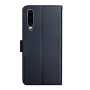 For Huawei P30 Genuine Leather Fingerprint-proof Horizontal Flip Phone Case(Blue)