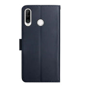 For Huawei P30 Lite Genuine Leather Fingerprint-proof Horizontal Flip Phone Case(Blue)