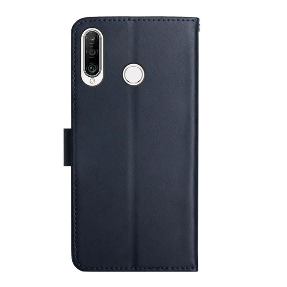 For Huawei P30 Lite Genuine Leather Fingerprint-proof Horizontal Flip Phone Case(Blue)