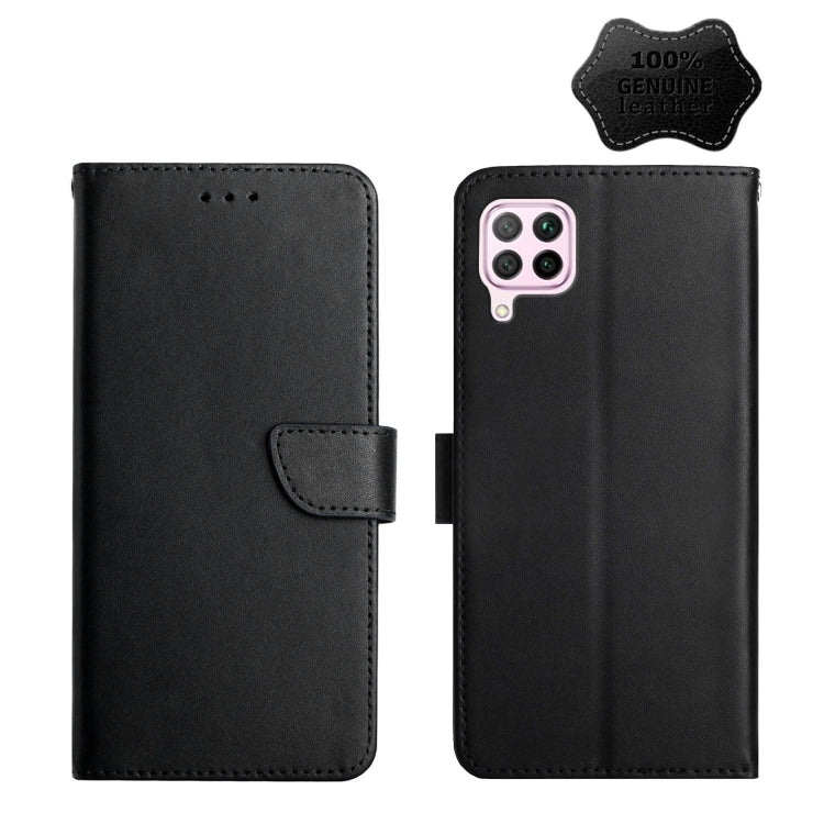 For Huawei P40 Lite Genuine Leather Fingerprint-proof Horizontal Flip Phone Case(Black)