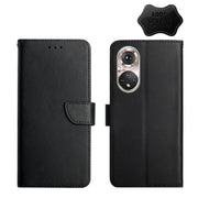 For Huawei P50 Genuine Leather Fingerprint-proof Horizontal Flip Phone Case(Black)