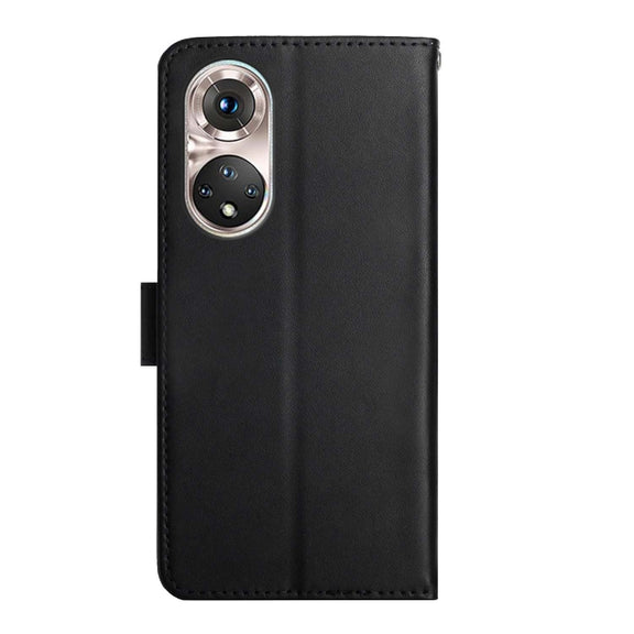 For Huawei P50 Genuine Leather Fingerprint-proof Horizontal Flip Phone Case(Black)