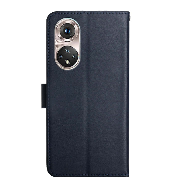 For Huawei P50 Pro Genuine Leather Fingerprint-proof Horizontal Flip Phone Case(Blue)