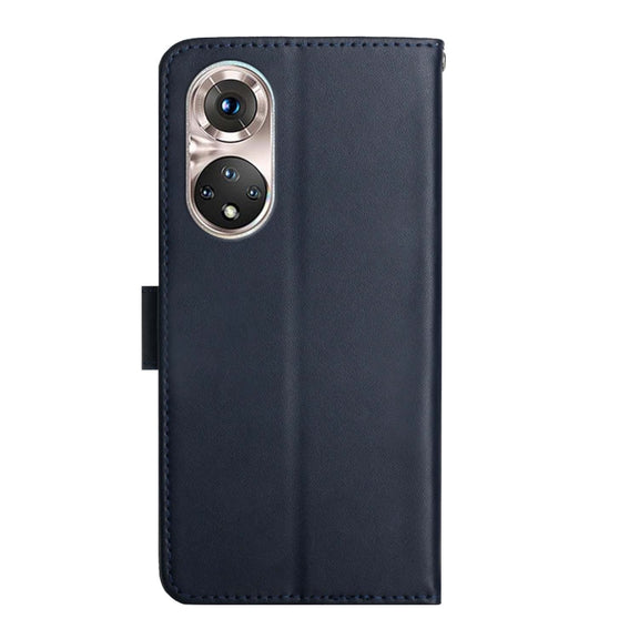 For Huawei P50 Pro Genuine Leather Fingerprint-proof Horizontal Flip Phone Case(Blue)