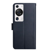 For Huawei P60 Pro Genuine Leather Fingerprint-proof Horizontal Flip Phone Case(Blue)