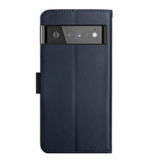 For Google Pixel 6 Pro Genuine Leather Fingerprint-proof Horizontal Flip Phone Case(Blue)