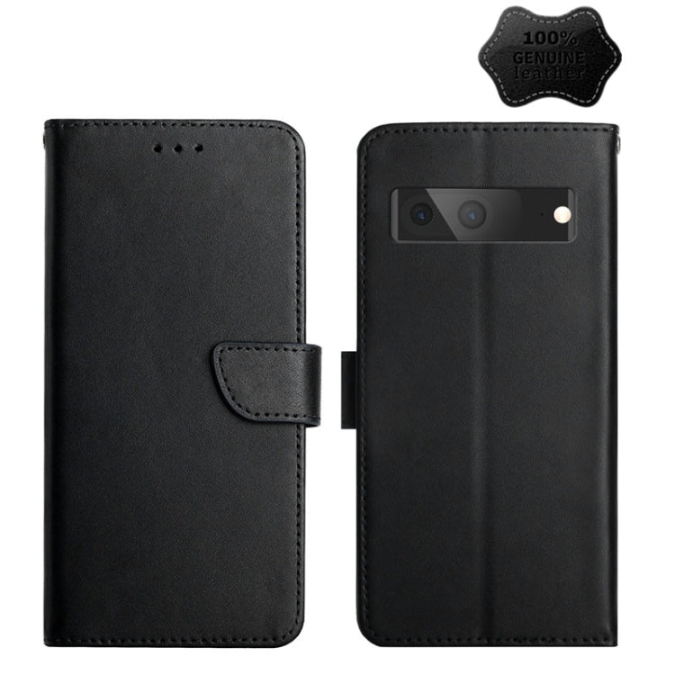 For Google Pixel 7 Genuine Leather Fingerprint-proof Horizontal Flip Phone Case(Black)