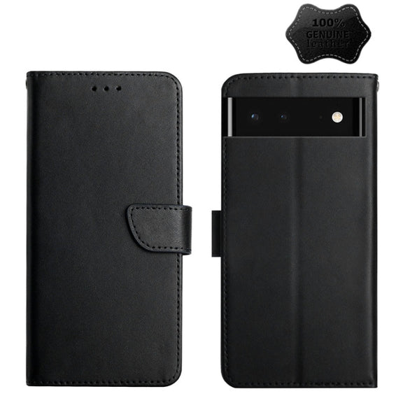 For Google Xperia 6 Genuine Leather Fingerprint-proof Horizontal Flip Phone Case(Black)