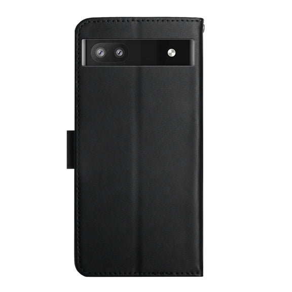 For Google Pixel 6a Genuine Leather Fingerprint-proof Horizontal Flip Phone Case(Black)