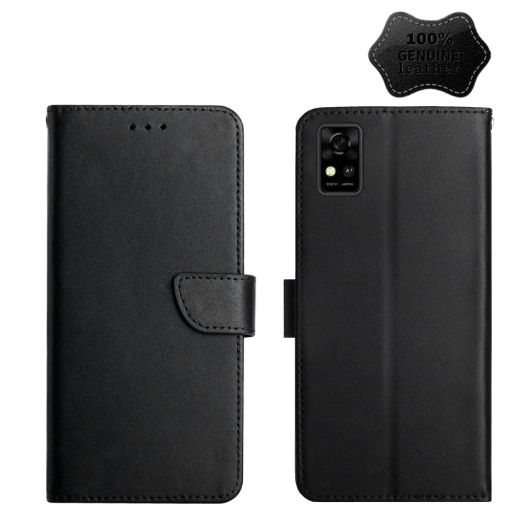 For ZTE Blade A31 Genuine Leather Fingerprint-proof Horizontal Flip Phone Case(Black)