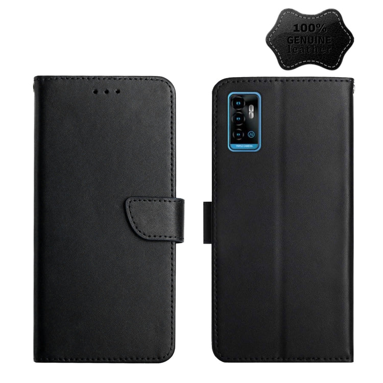 For ZTE Blade A51 Genuine Leather Fingerprint-proof Horizontal Flip Phone Case(Black)