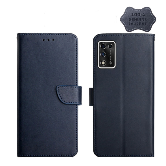For ZTE Libero 5G II Genuine Leather Fingerprint-proof Horizontal Flip Phone Case(Blue)