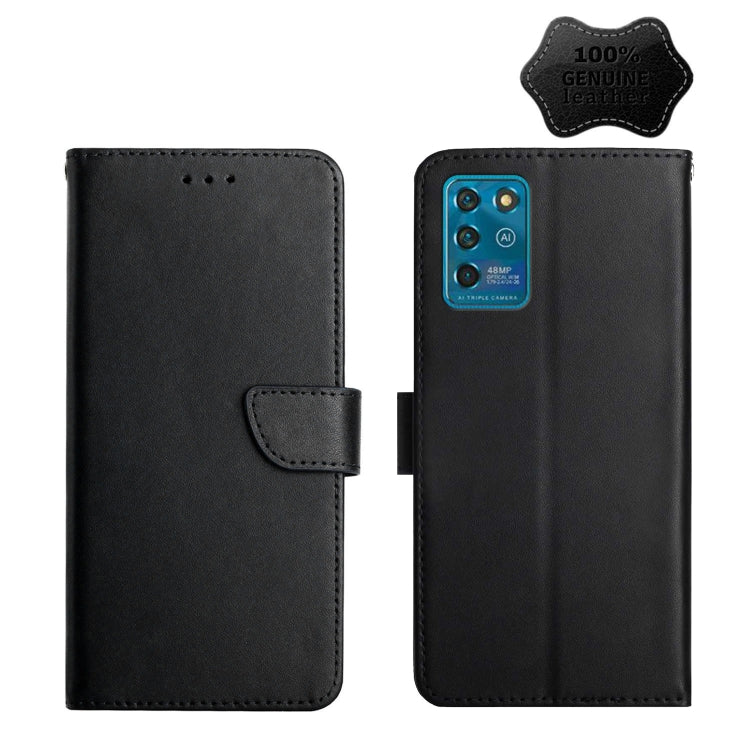 For ZTE Blade V30 Vita Genuine Leather Fingerprint-proof Horizontal Flip Phone Case(Black)