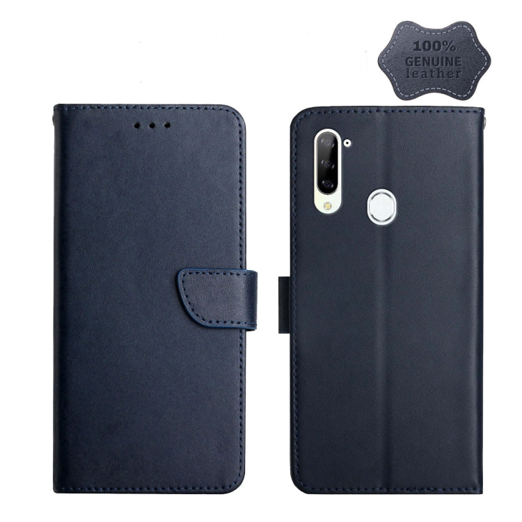 For ZTE Libero 5G Genuine Leather Fingerprint-proof Horizontal Flip Phone Case(Blue)