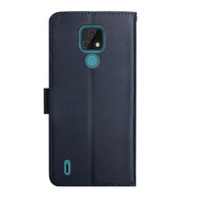 For Motorola Moto E7 Genuine Leather Fingerprint-proof Horizontal Flip Phone Case(Blue)