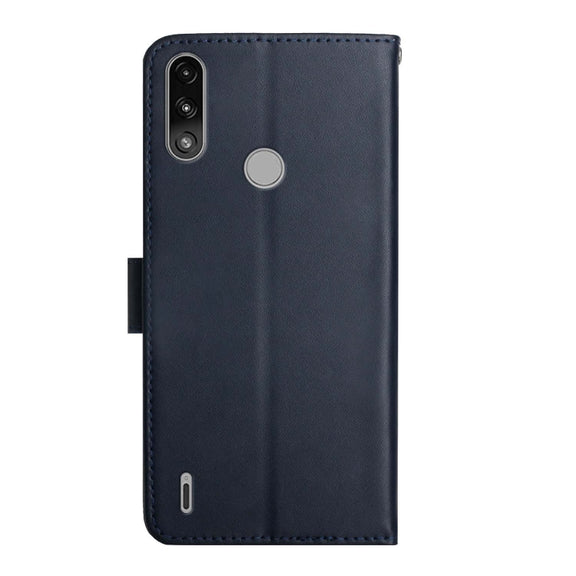 For Motorola Moto E7 Power Genuine Leather Fingerprint-proof Horizontal Flip Phone Case(Blue)