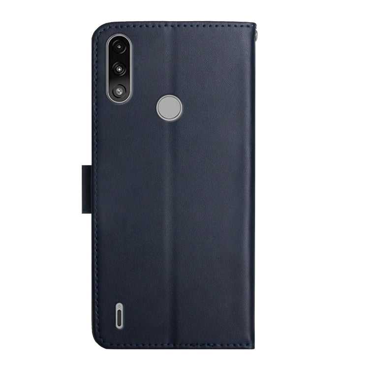 For Motorola Moto E7 Power Genuine Leather Fingerprint-proof Horizontal Flip Phone Case(Blue)