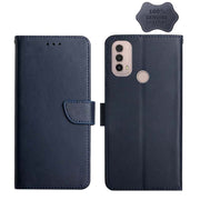 For Motorola Moto E40 Genuine Leather Fingerprint-proof Horizontal Flip Phone Case(Blue)