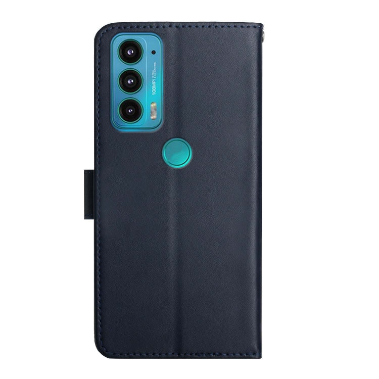 For Motorola Moto Edge 20 Genuine Leather Fingerprint-proof Horizontal Flip Phone Case(Blue)