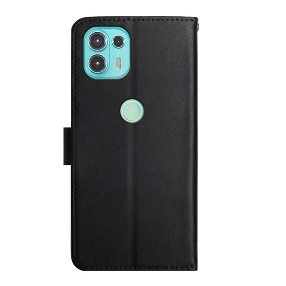 For Motorola Moto Edge 20 Lite Genuine Leather Fingerprint-proof Horizontal Flip Phone Case(Black)
