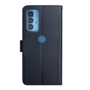 For Motorola Moto Edge 20 Pro Genuine Leather Fingerprint-proof Horizontal Flip Phone Case(Blue)