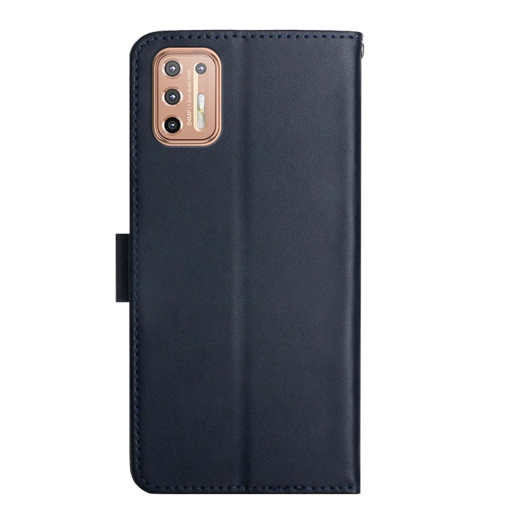 For Motorola Moto G9 Plus Genuine Leather Fingerprint-proof Horizontal Flip Phone Case(Blue)
