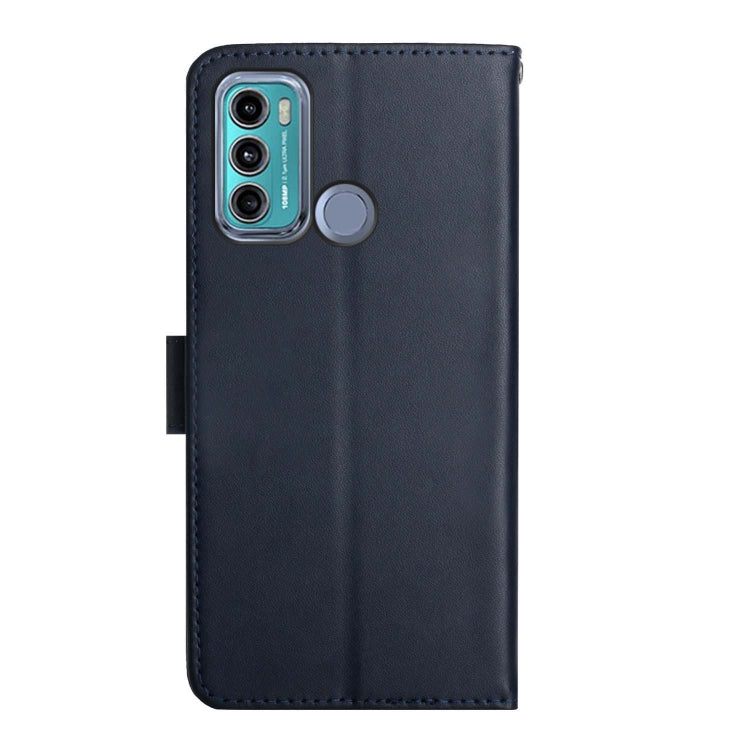 For Motorola Moto G60 Genuine Leather Fingerprint-proof Horizontal Flip Phone Case(Blue)