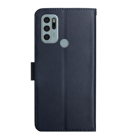 For Motorola Moto G60s Genuine Leather Fingerprint-proof Horizontal Flip Phone Case(Blue)
