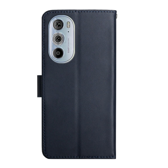 For Motorola Edge 30 Pro Genuine Leather Fingerprint-proof Horizontal Flip Phone Case(Blue)