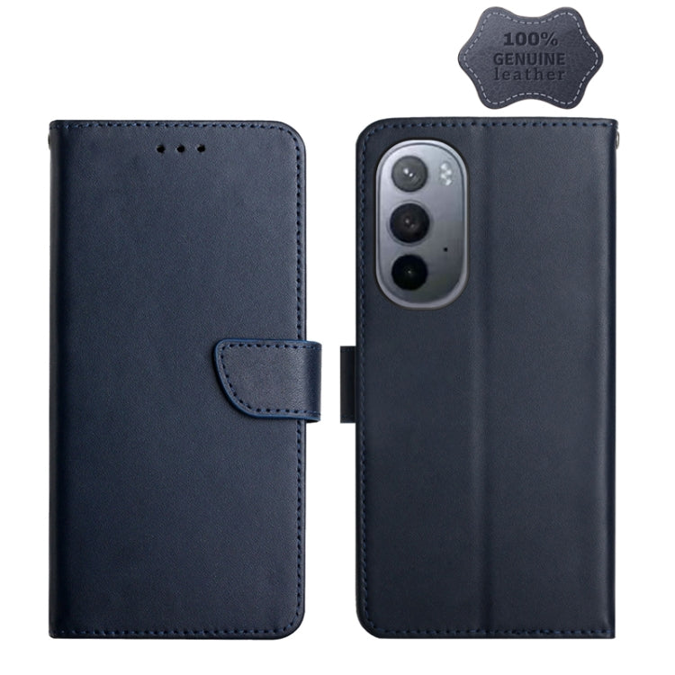 For Motorola Moto Edge X30 Genuine Leather Fingerprint-proof Horizontal Flip Phone Case(Blue)