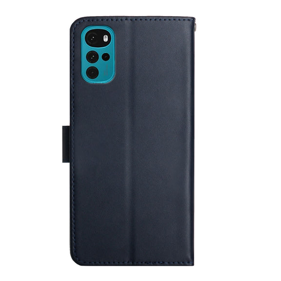 For Motorola Moto G22 Genuine Leather Fingerprint-proof Horizontal Flip Phone Case(Blue)