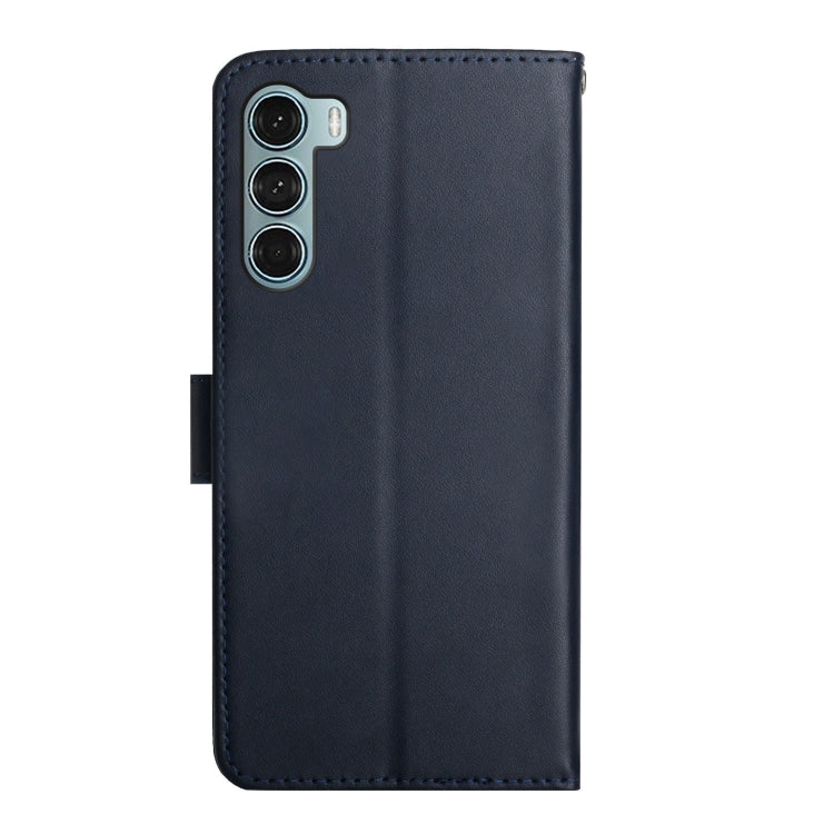 For Motorola Moto G200 5G Genuine Leather Fingerprint-proof Horizontal Flip Phone Case(Blue)