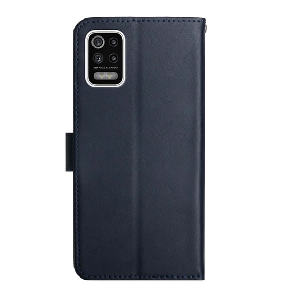 For LG K42 Genuine Leather Fingerprint-proof Flip Phone Case(Blue)