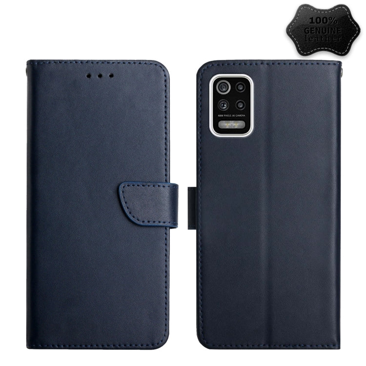 For LG K52 Genuine Leather Fingerprint-proof Flip Phone Case(Blue)